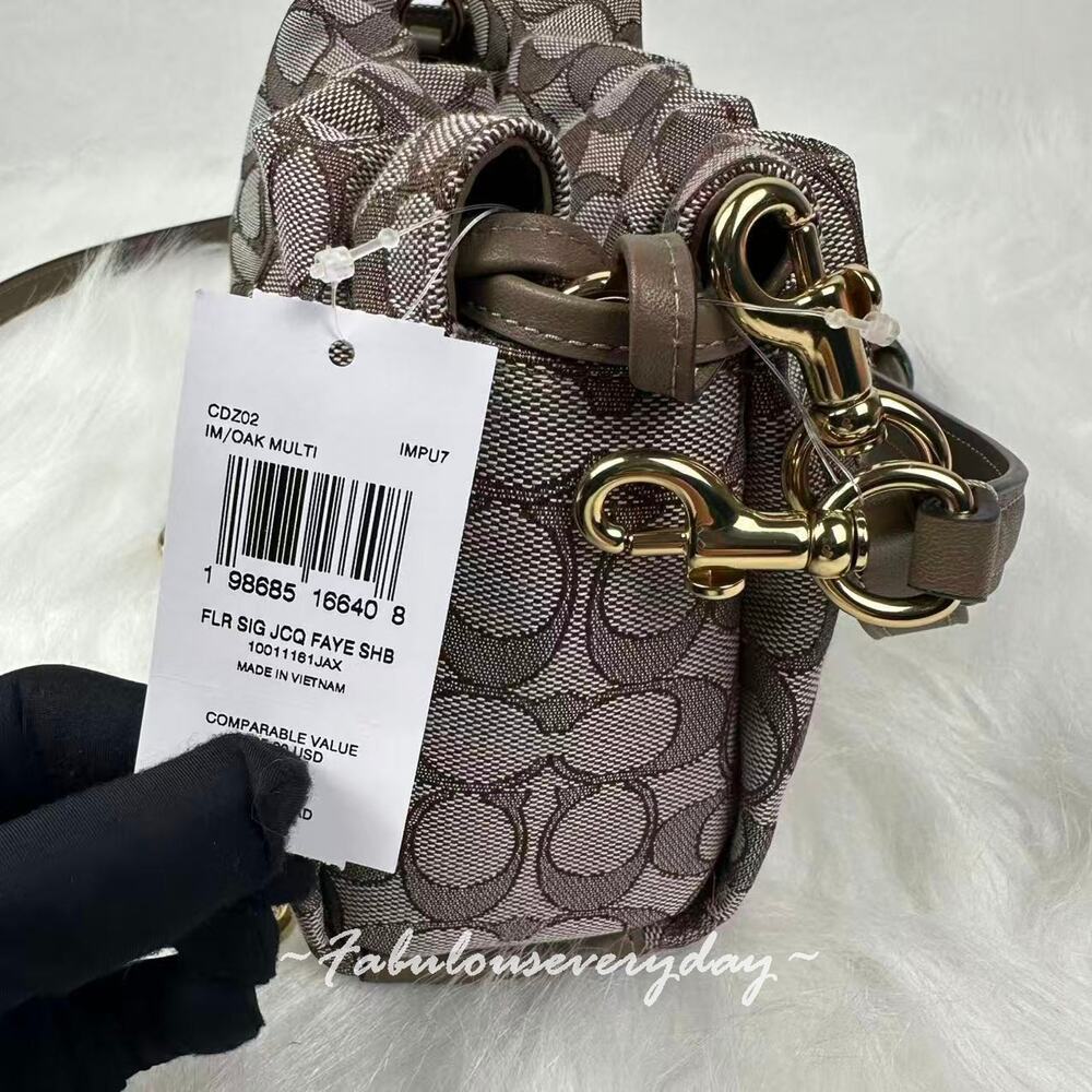 Coach Faye Shoulder Bag In Signature Jacquard With Floral Embroidery CDZ02 NWT - Picture 5 of 8